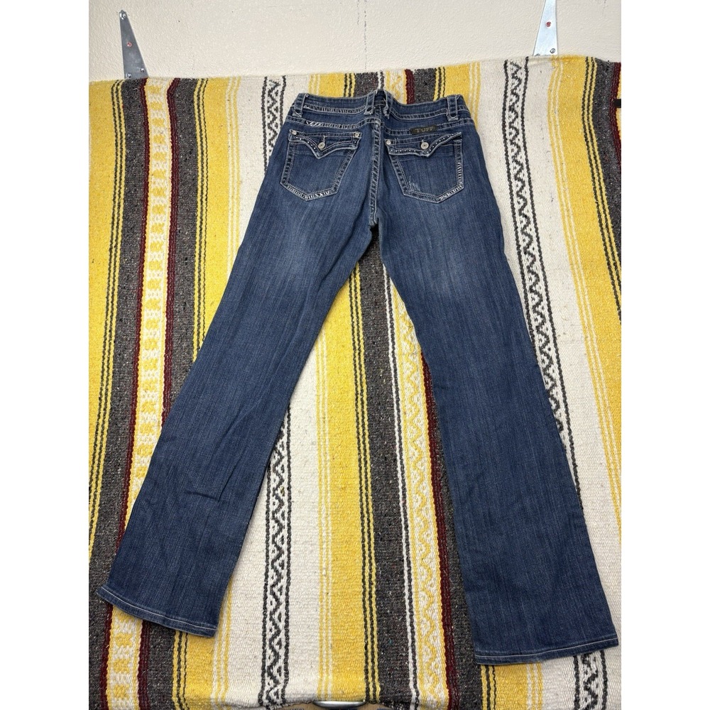 Cowgirl Tuff Jeans Blue Denim Size 29 X 36 Bootcut Medium Wash Distressed - Picture 9 of 10
